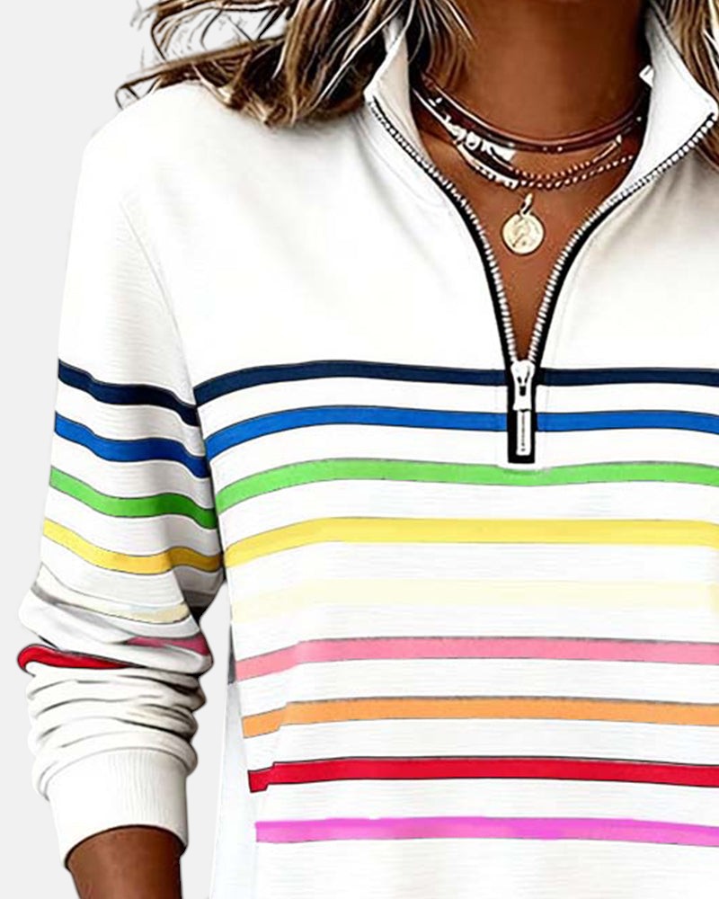 Ella™ | Pruhovaná mikina na zip