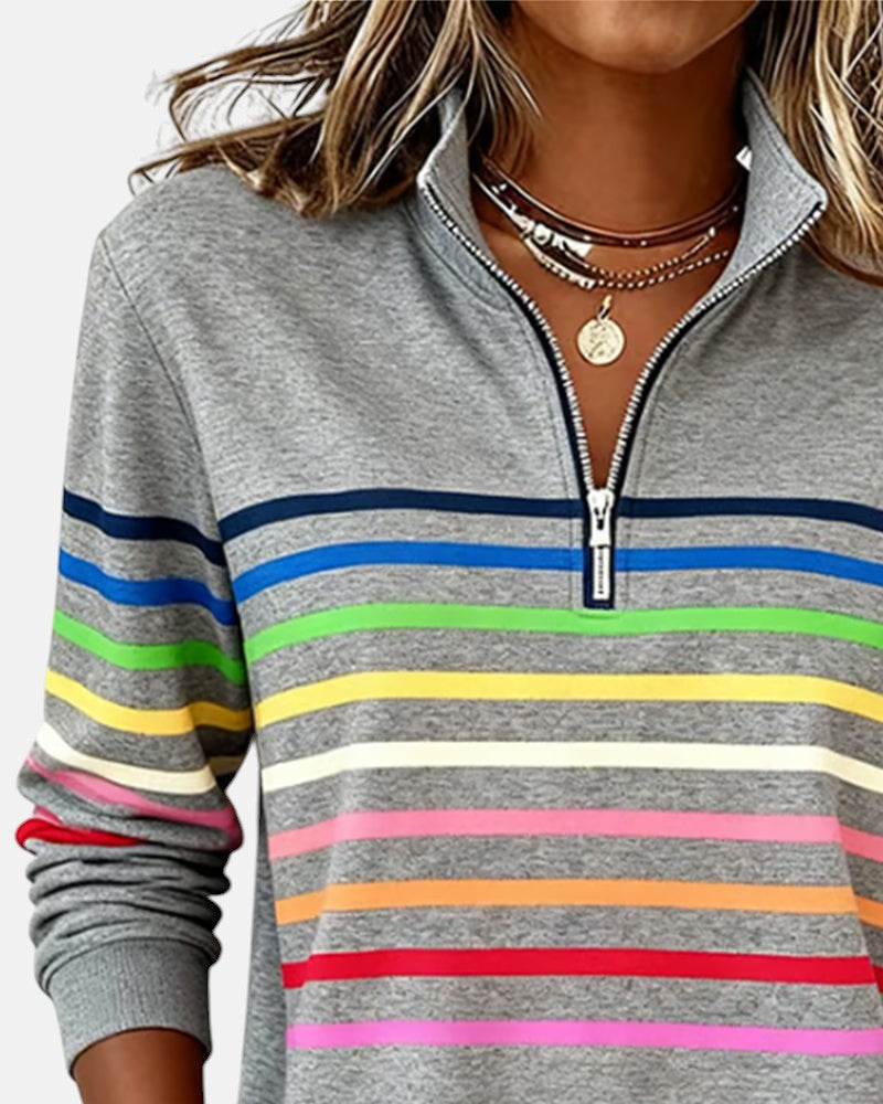 Ella™ | Pruhovaná mikina na zip
