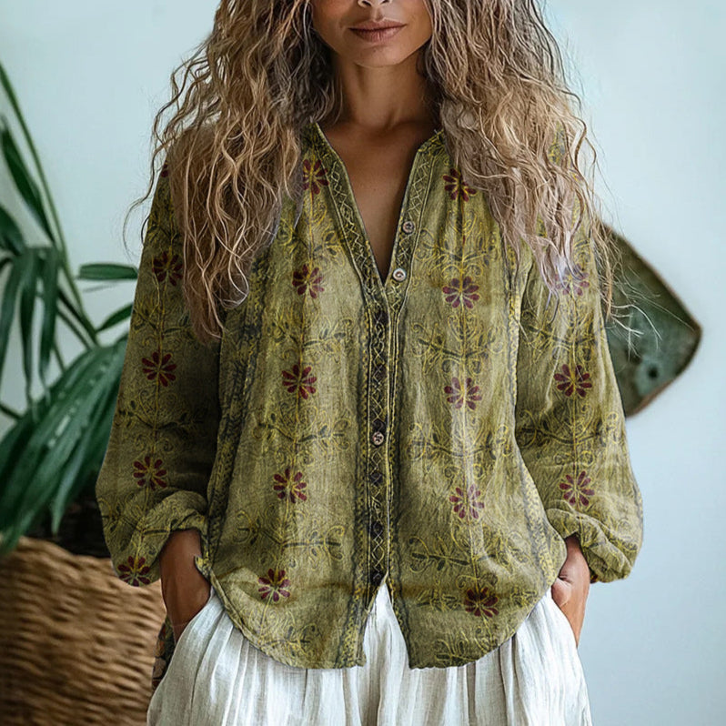 Brianna™ | Košile s vintage listovým potiskem