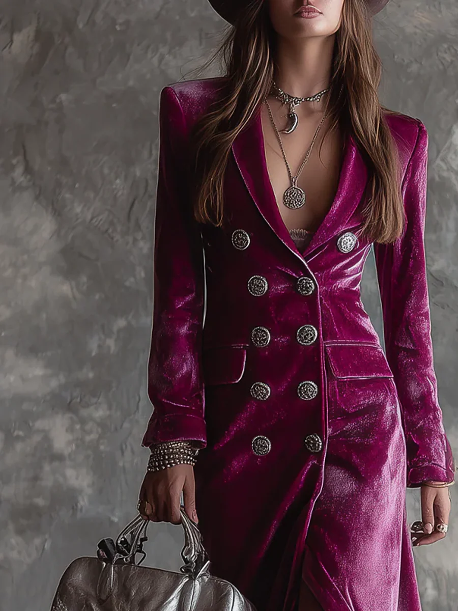 Rachel™ | Button-Down Velvet Maxi Dress
