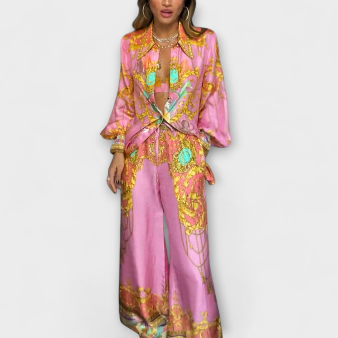 Sage – Relaxed Mermaid Print T-Shirt and Elasticated Trousers