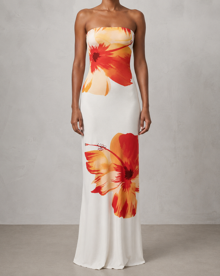 Justýna - Chic off-shoulder bezramenné maxi šaty