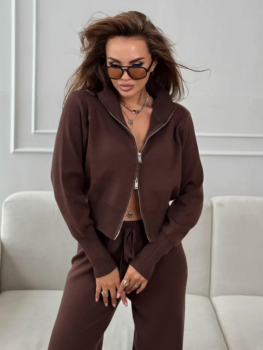 Emily™ | Kalhoty s širokými nohavicemi se šňůrkou a sada bundy na zip