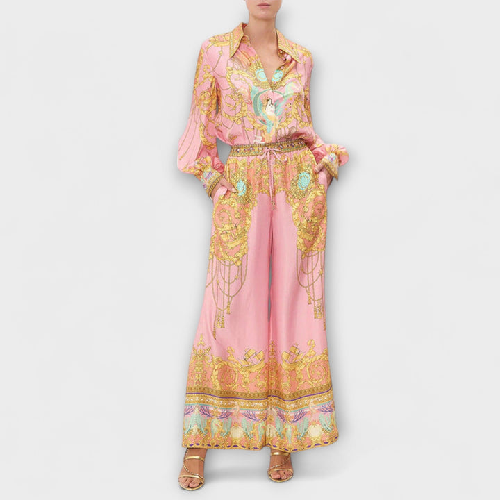 Sage – Relaxed Mermaid Print T-Shirt and Elasticated Trousers