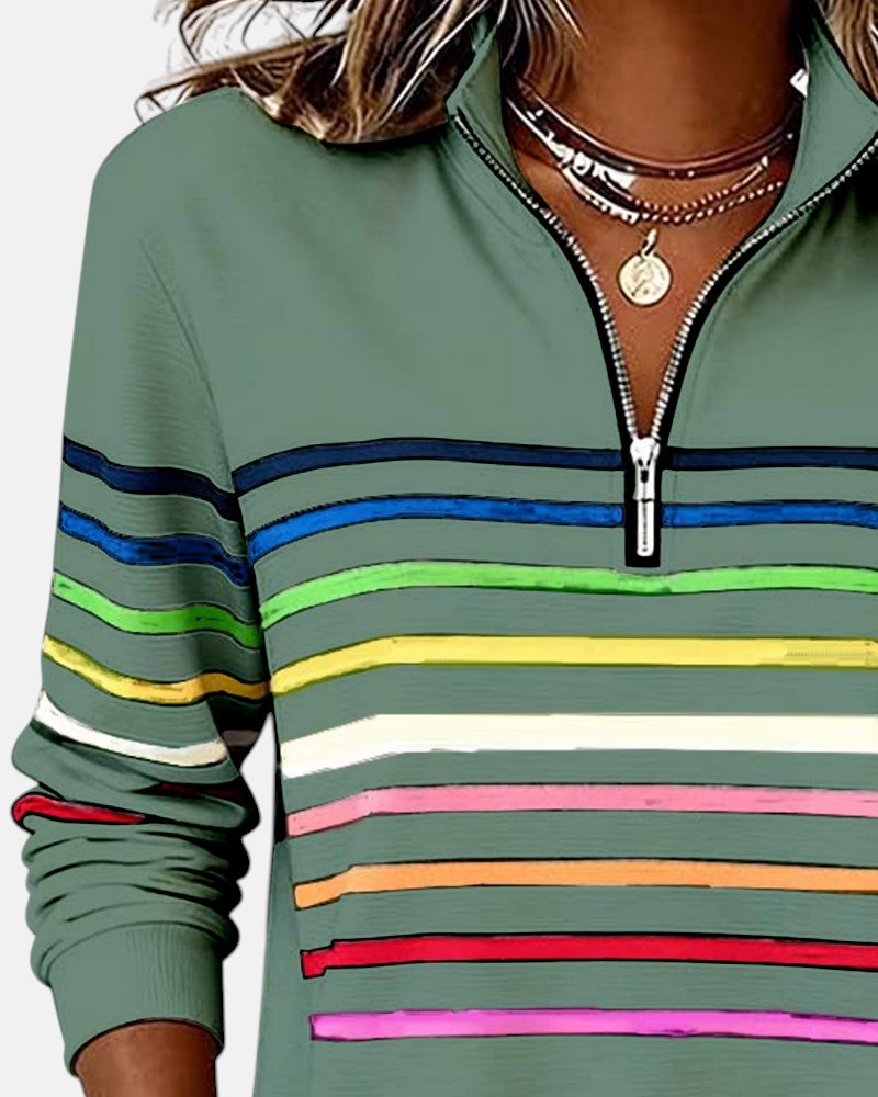 Ella™ | Pruhovaná mikina na zip