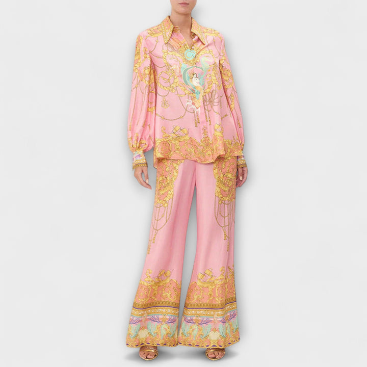 Sage – Relaxed Mermaid Print T-Shirt and Elasticated Trousers