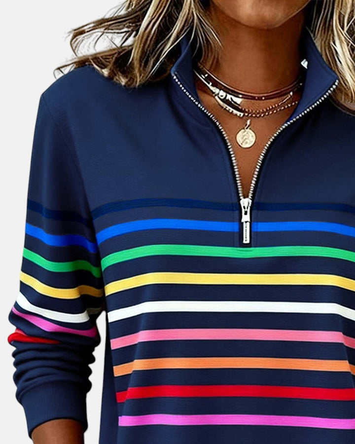 Ella™ | Pruhovaná mikina na zip