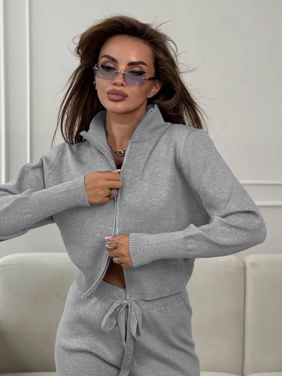 Emily™ | Kalhoty s širokými nohavicemi se šňůrkou a sada bundy na zip