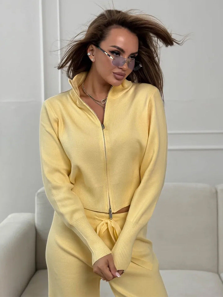 Emily™ | Kalhoty s širokými nohavicemi se šňůrkou a sada bundy na zip